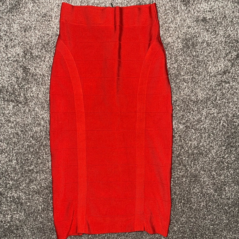 Like new Bebe bright red midi pencil skirt size S